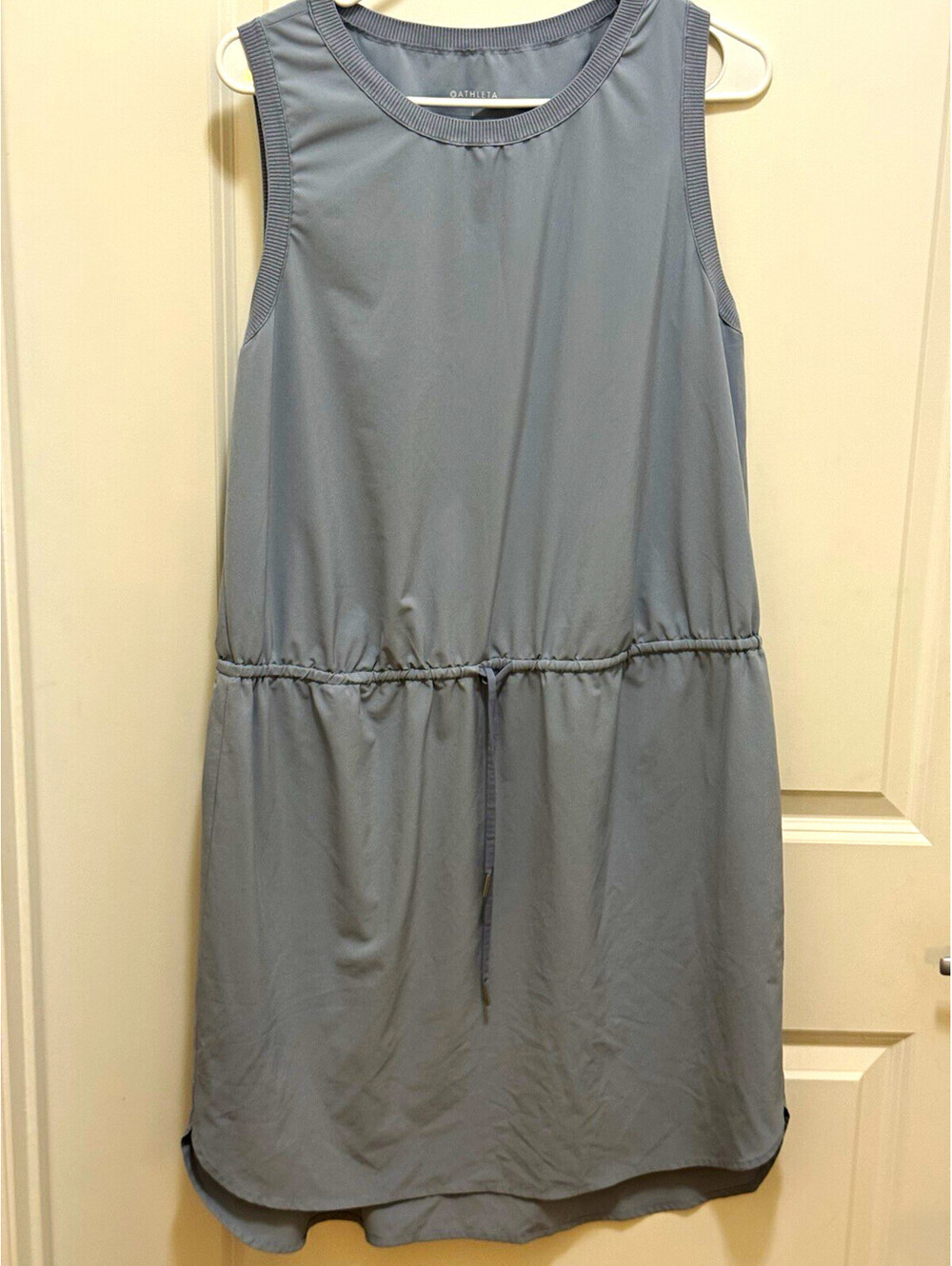 Athleta Women’s Large Blue Gray Sleeveless Drawstring Waist Travel Tank Dress